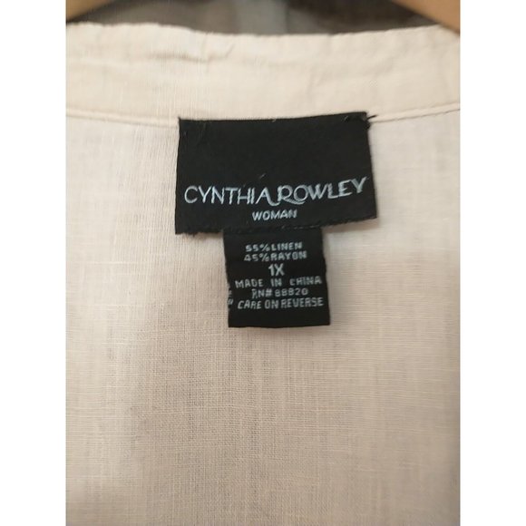 Women's Cynthia Rowley Tan Linen Blend V-Neck Tunic Flowy Blouse Size 1X - Picture 5 of 5